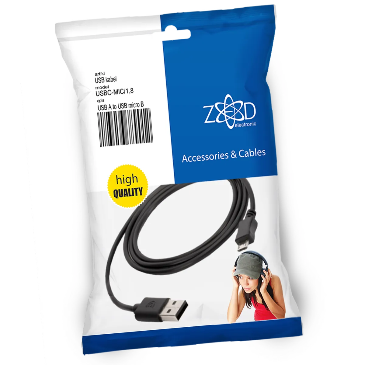 ZED electronic USB A na USB micro kabl, dužina 1.8 metara - USBC-MIC/1,8