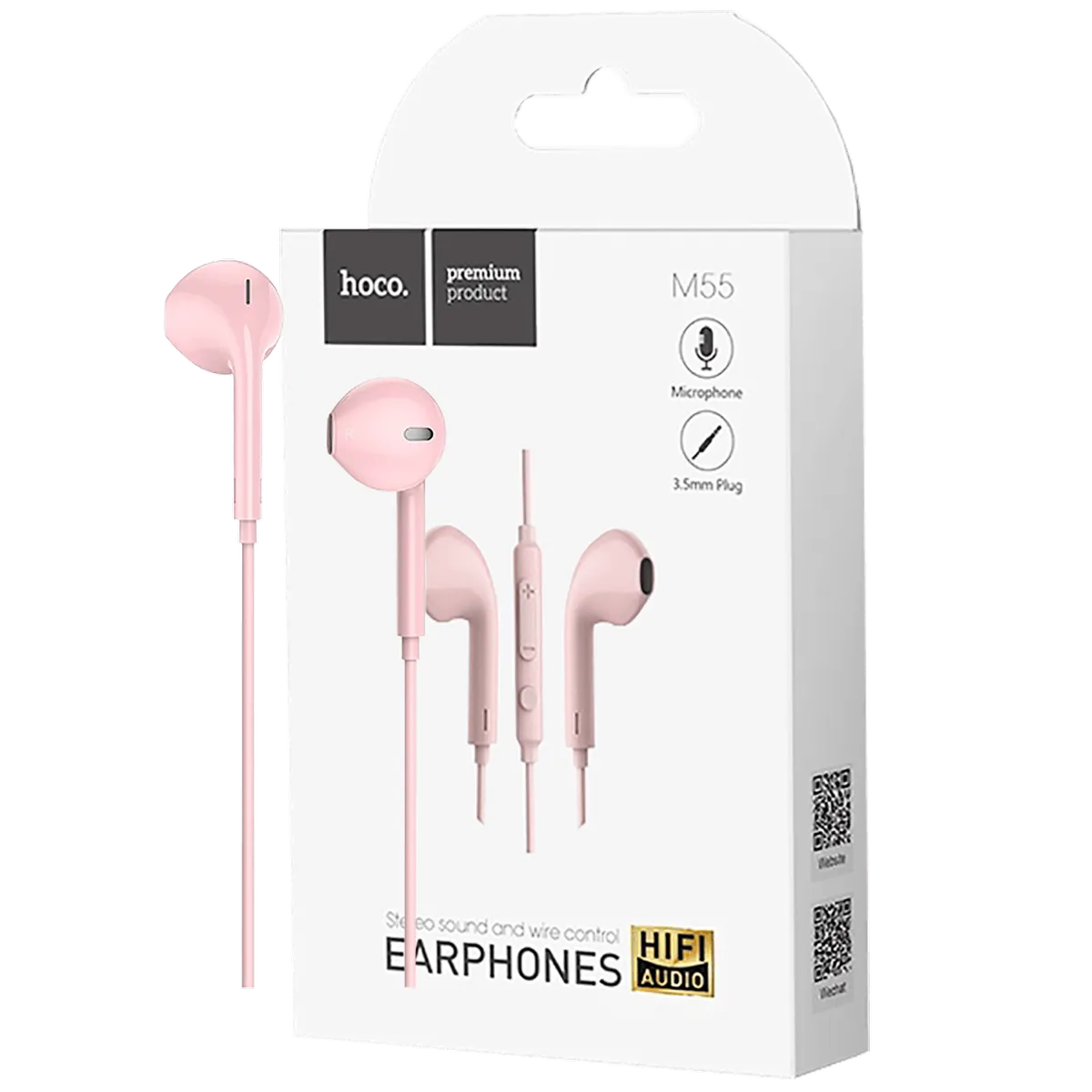 hoco. Slušalice sa mikrofonom, 3.5 mm, dužina kabela 1.2 met, pink - M55 Memory sound Pink
