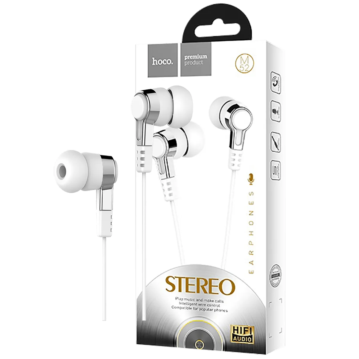 hoco. Slušalice sa mikrofonom, 3.5 mm,dužina kabela 1.2 met,bijela - M52 White