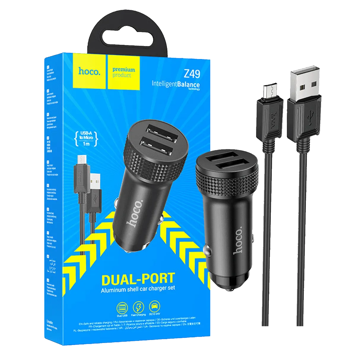 hoco. Auto punjač sa microUSB kabelom, 2 x USB, 2.4 A, 12W - Z49 Level