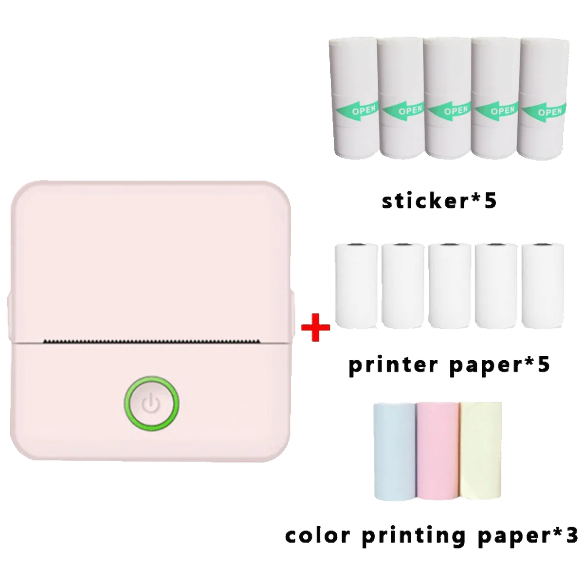 NN-Su Printer, mobilni , Zero INK, Bluetooth, set - X6 Mini Printer,set,Bluetooth,Pink