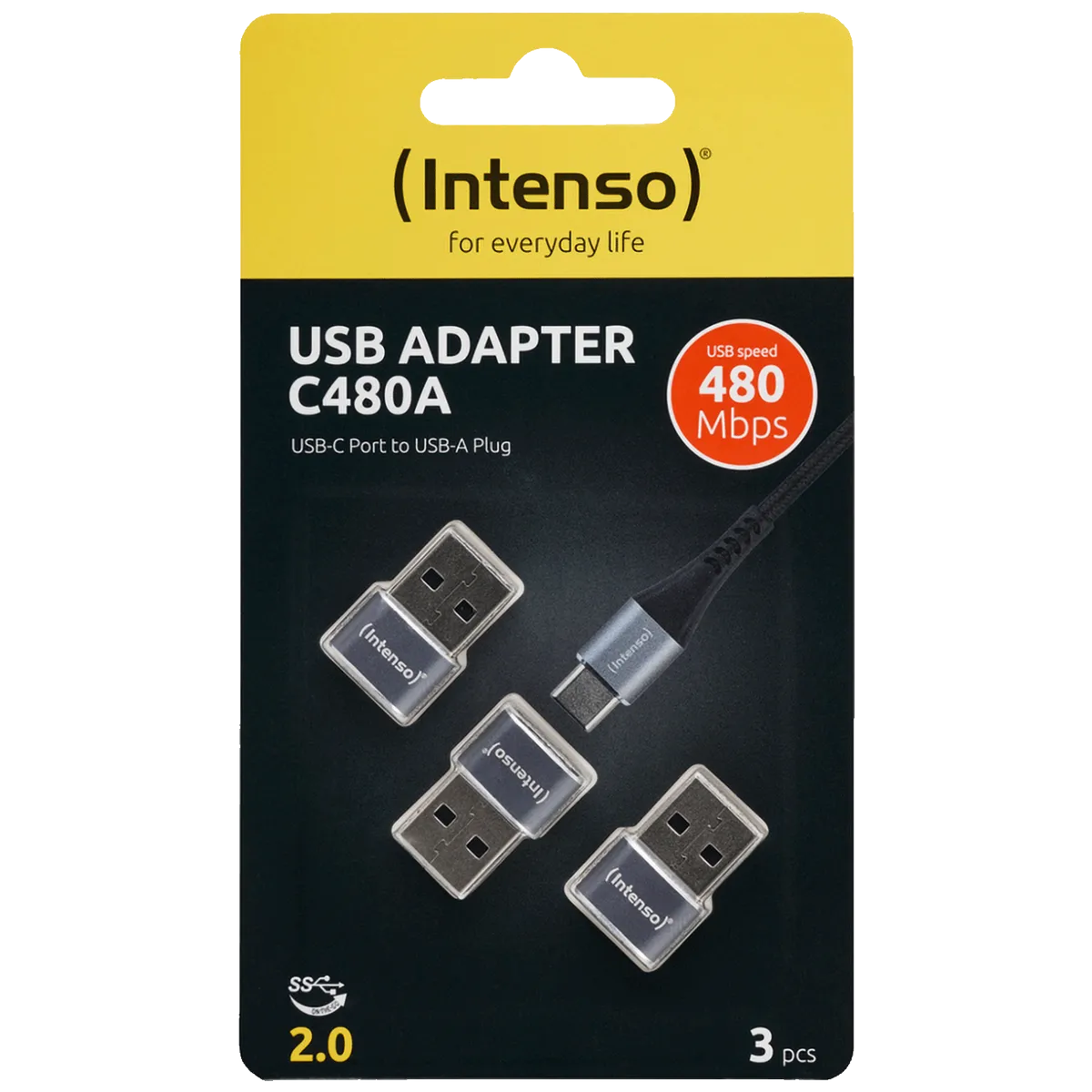 (Intenso) Adapter USB C na USB A, OTG, 3 kom. pakiranje - C480A 3 pcs