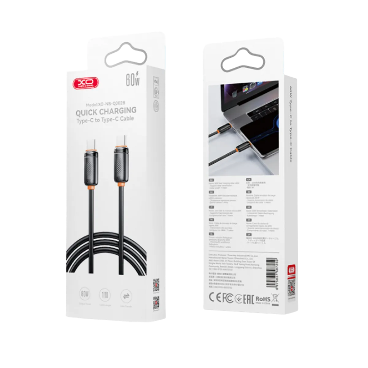 USB kabal XO NBQ302A iPhone - Type C 27W 1m Black