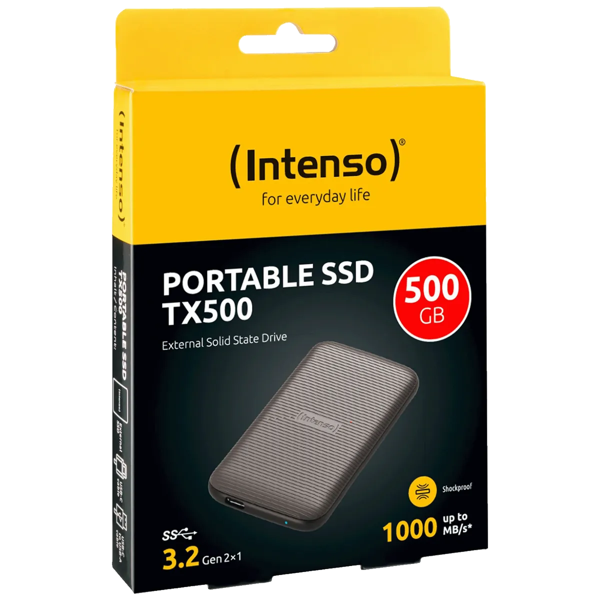 (Intenso) Eksterni SSD, do 1000 MB/s, kapacitet 500GB, USB 3.2 - External SSD TX500 500GB