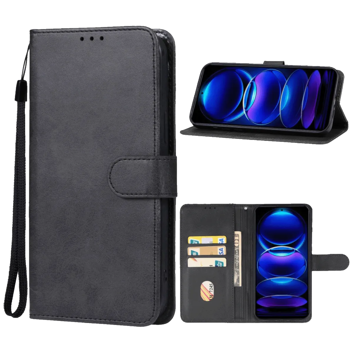 NN-Su Futrola preklopna za Redmi Note 13 Pro, koža, crna - Redmi Note 13 Pro 5G Phone Case(Bl)