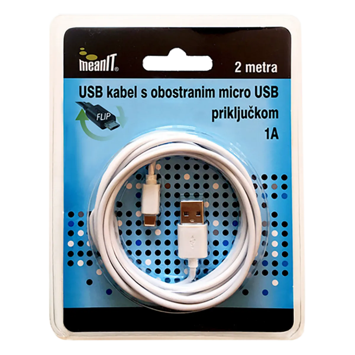 MeanIT USB A na USB micro kabl, FLIP, dužina 2.0 metra - USB / micro USB - 2m