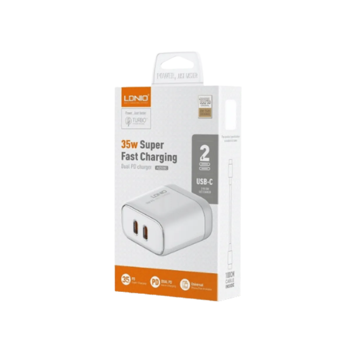 Kucni punjac LDNIO A2528C 35W PD (USB-C + USB-C) USB-C + kabal Lightning