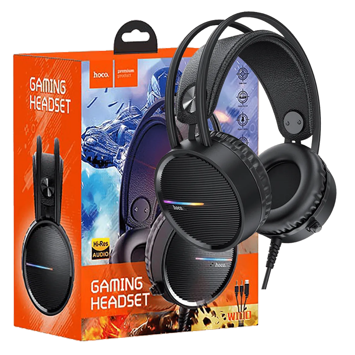 hoco. Slušalice sa mikrofonom, gaming, dužina kabela 2.4 met, crna - W100 Touring
