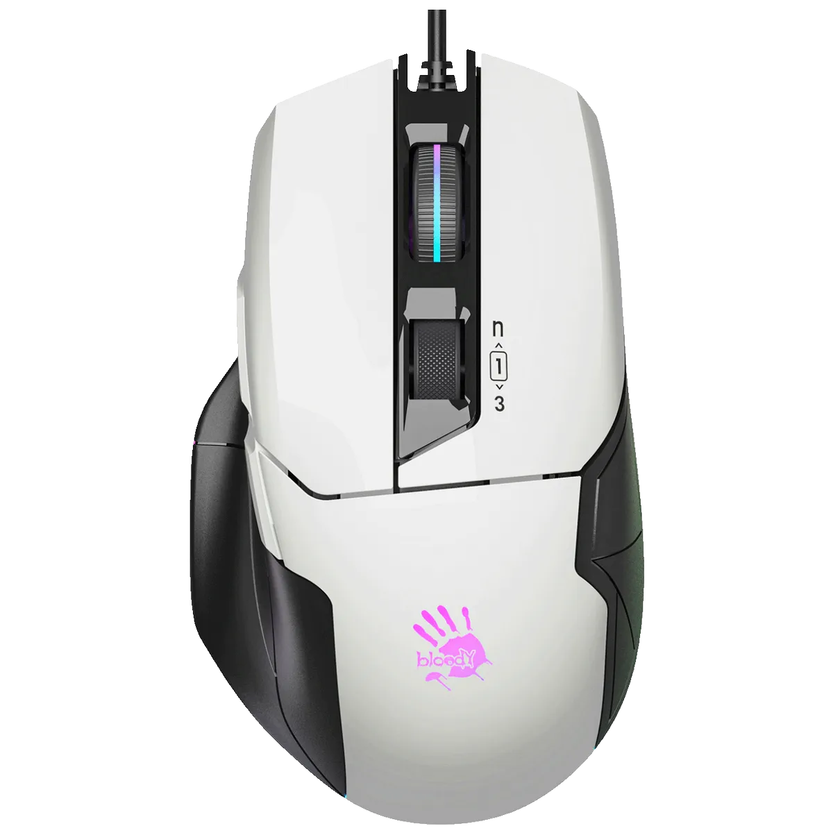 Bloody Miš optički, gaming, 10.000 dpi, RGB, USB - A4-W70 MAX PANDA WHITE
