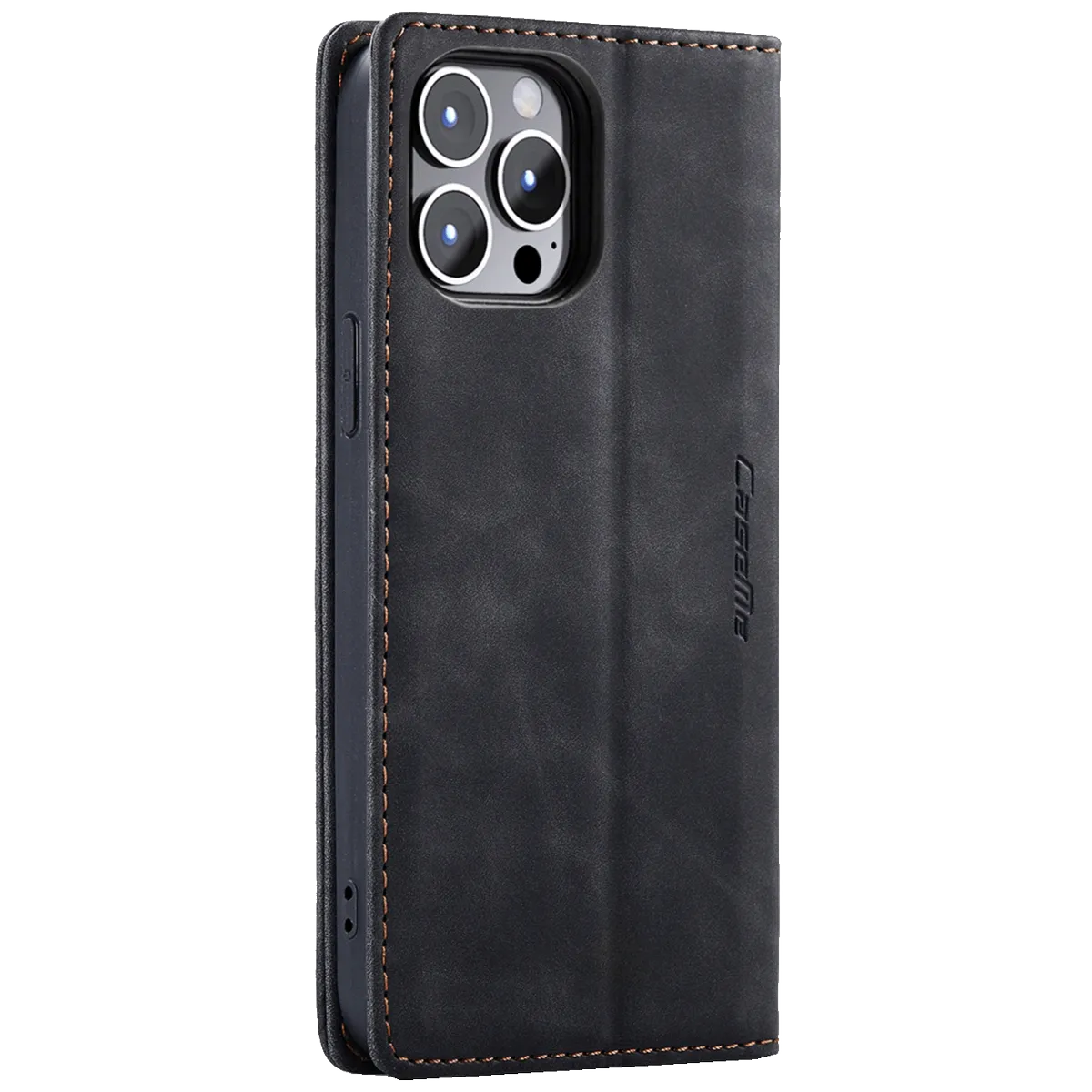 CaseMe Futrola preklopna za iPhone 14 Pro, koža, crna - Flip Leat. Phone Case iPhone 14 Pro
