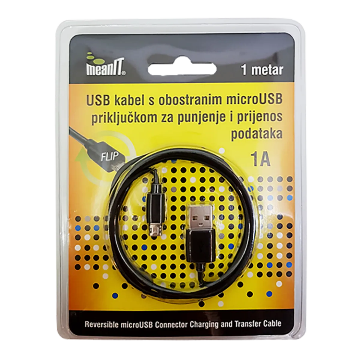 MeanIT USB A na USB micro kabl, FLIP, dužina 1.0 metar - USB / micro USB - 1m