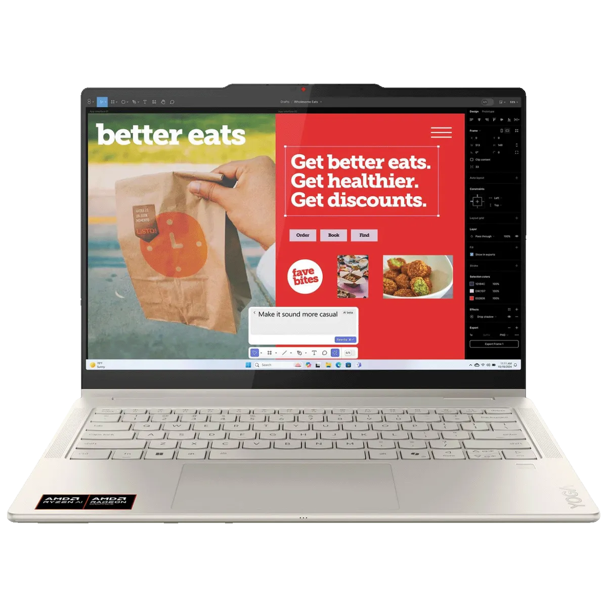 Lenovo Laptop 14", AMD Ryzen AI 5 340, 16GB, SSD 512 GB, Win11 Home - Yoga 7 14AKP10; 83JR0002US