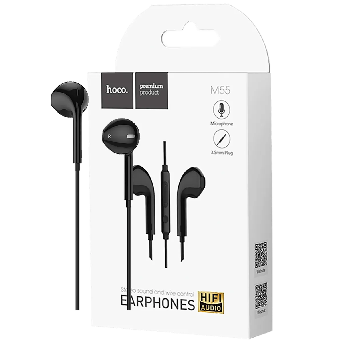hoco. Slušalice sa mikrofonom, 3.5 mm, dužina kabela 1.2 met, crna - M55 Memory sound Black