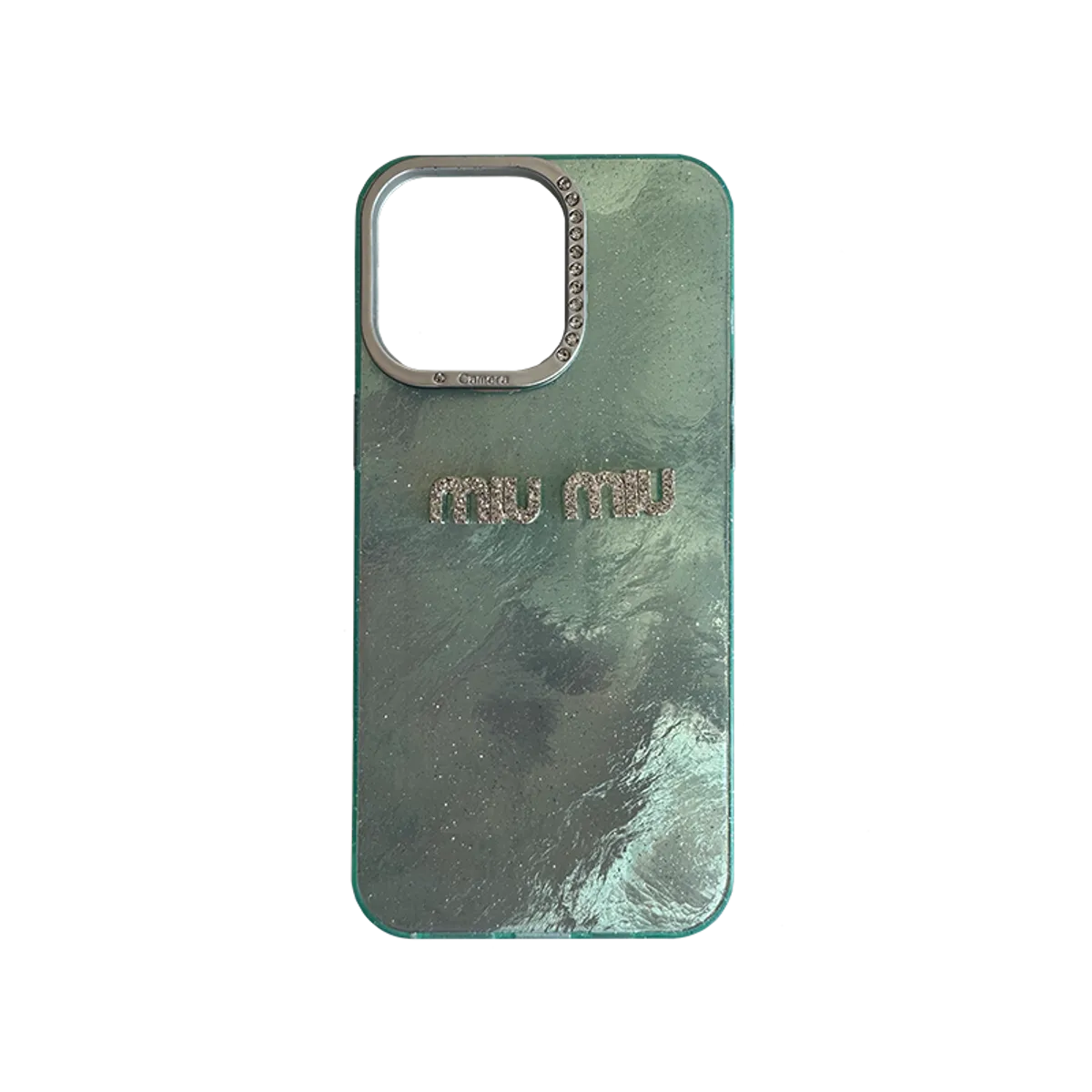 Glitter MiuMiu iPhone 15 Zelena