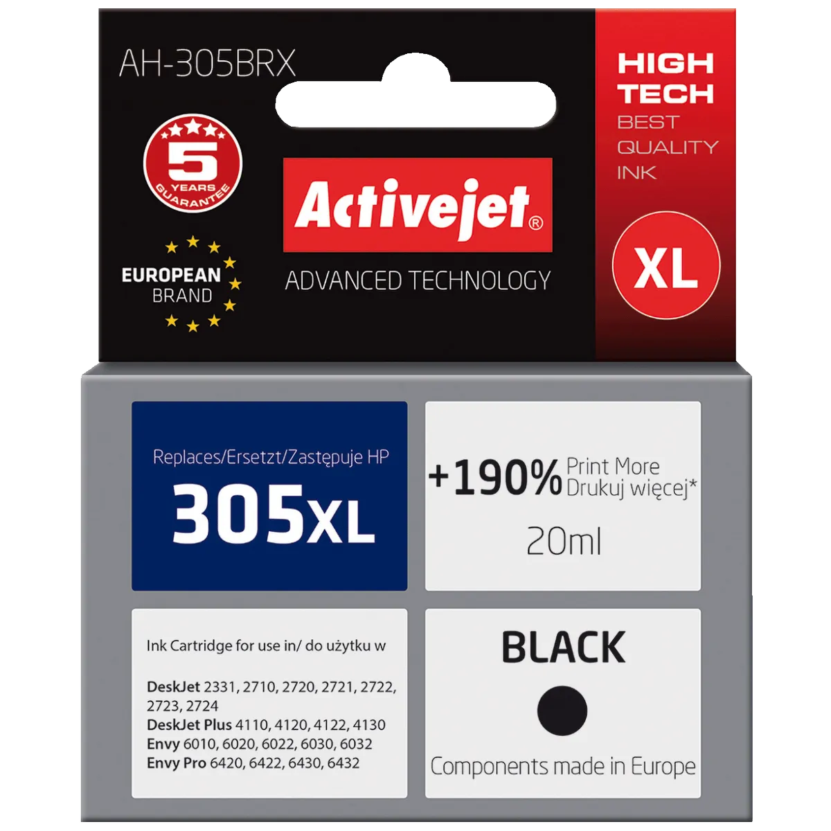 Activejet Tinta za printer, HP 305XL, crna, zapremina 20 ml. - AH-305BRX