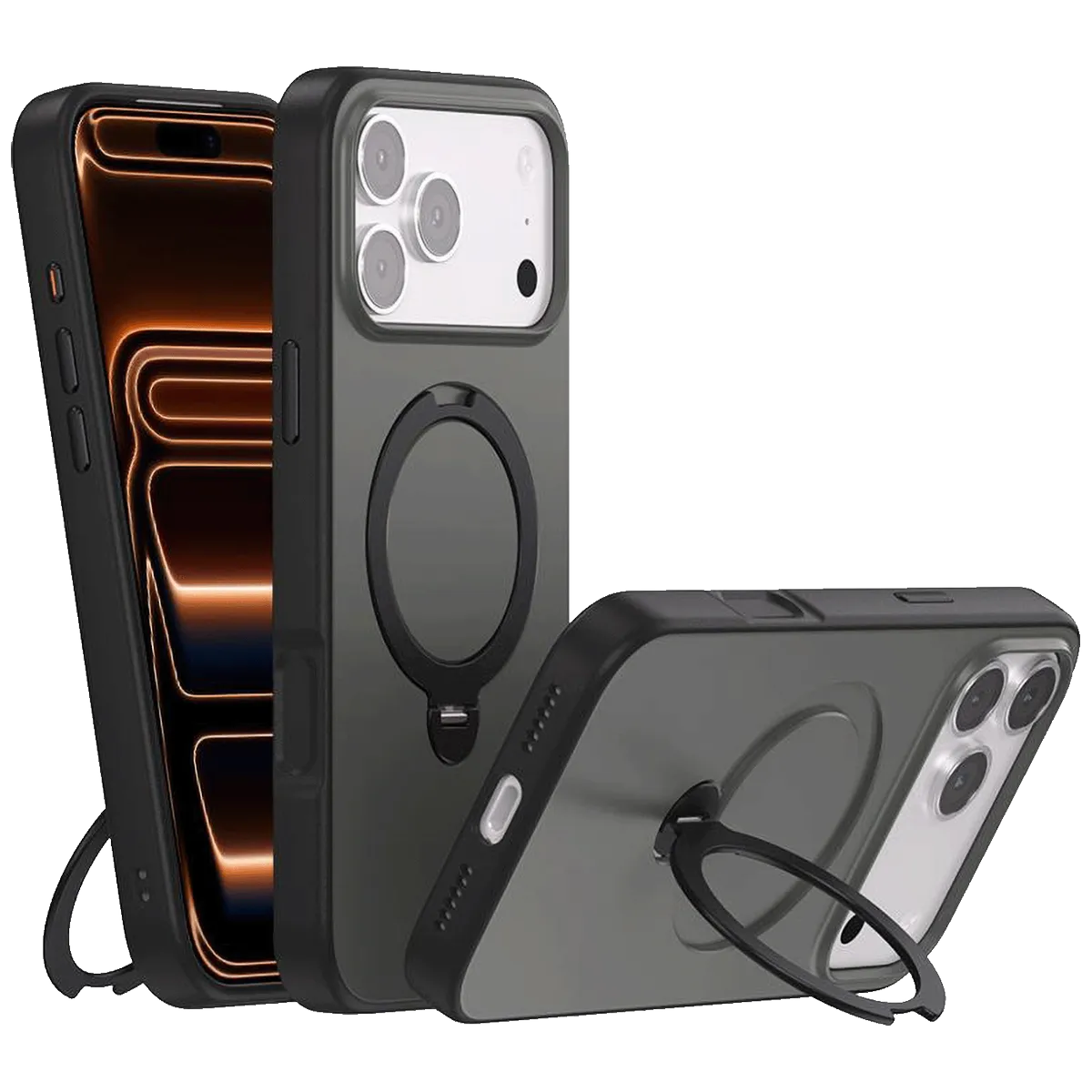 NN-Su Maska sa rot. držačem za iPhone 17 Pro Max, Magsafe, black - iPhone 17 Rotation Holder