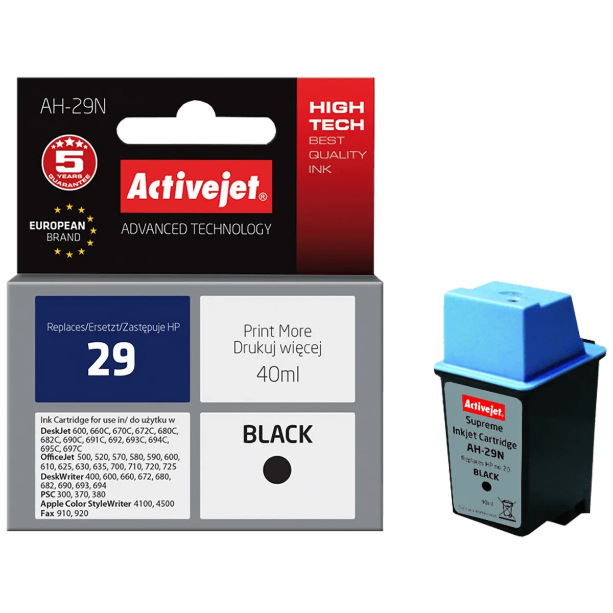 Activejet Tinta za printer, crna, zapremina 40 ml. - HP 29 51629A; AH-29N