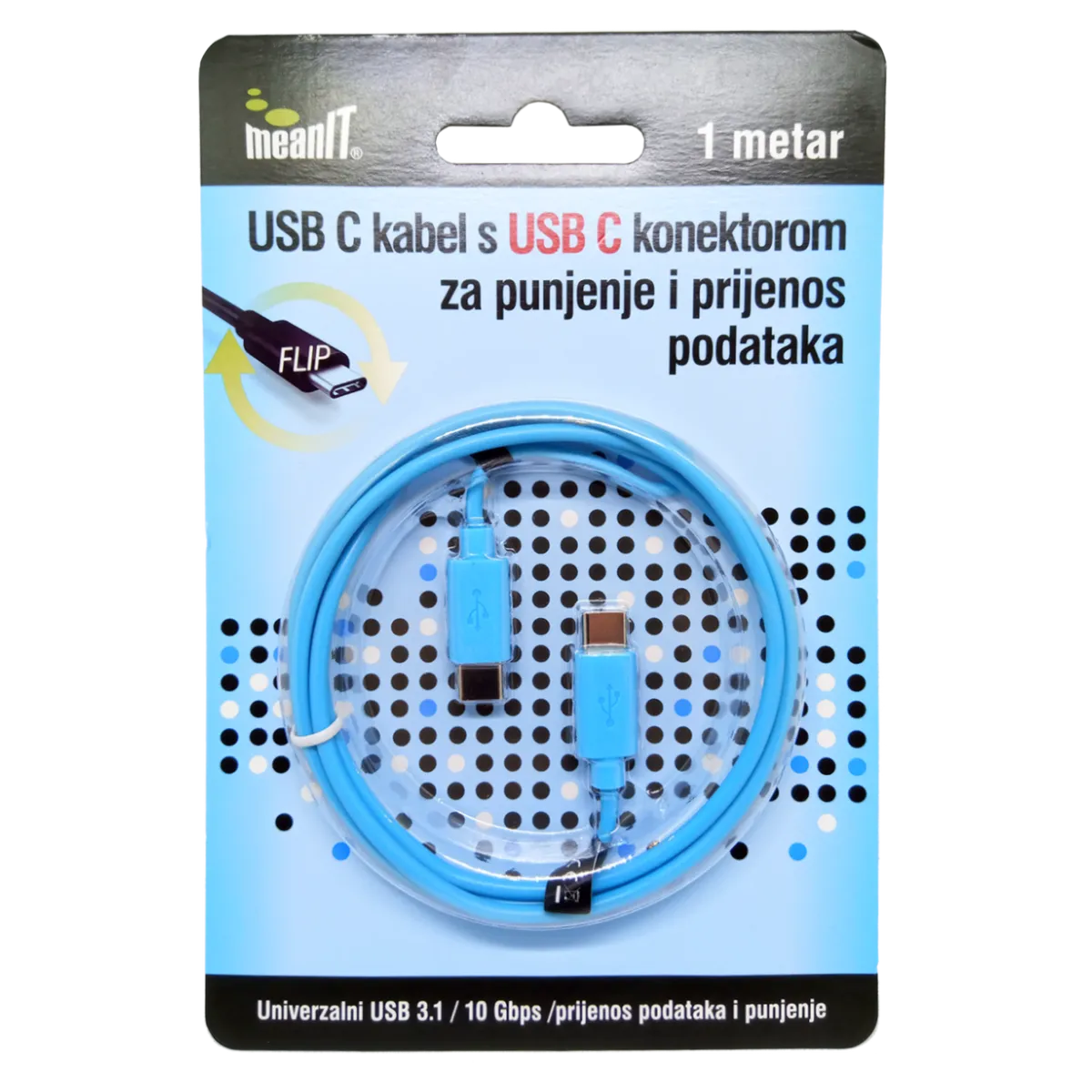 MeanIT USB kabl za smartphone, USB C / USB C, 1 met - KMUSBC2