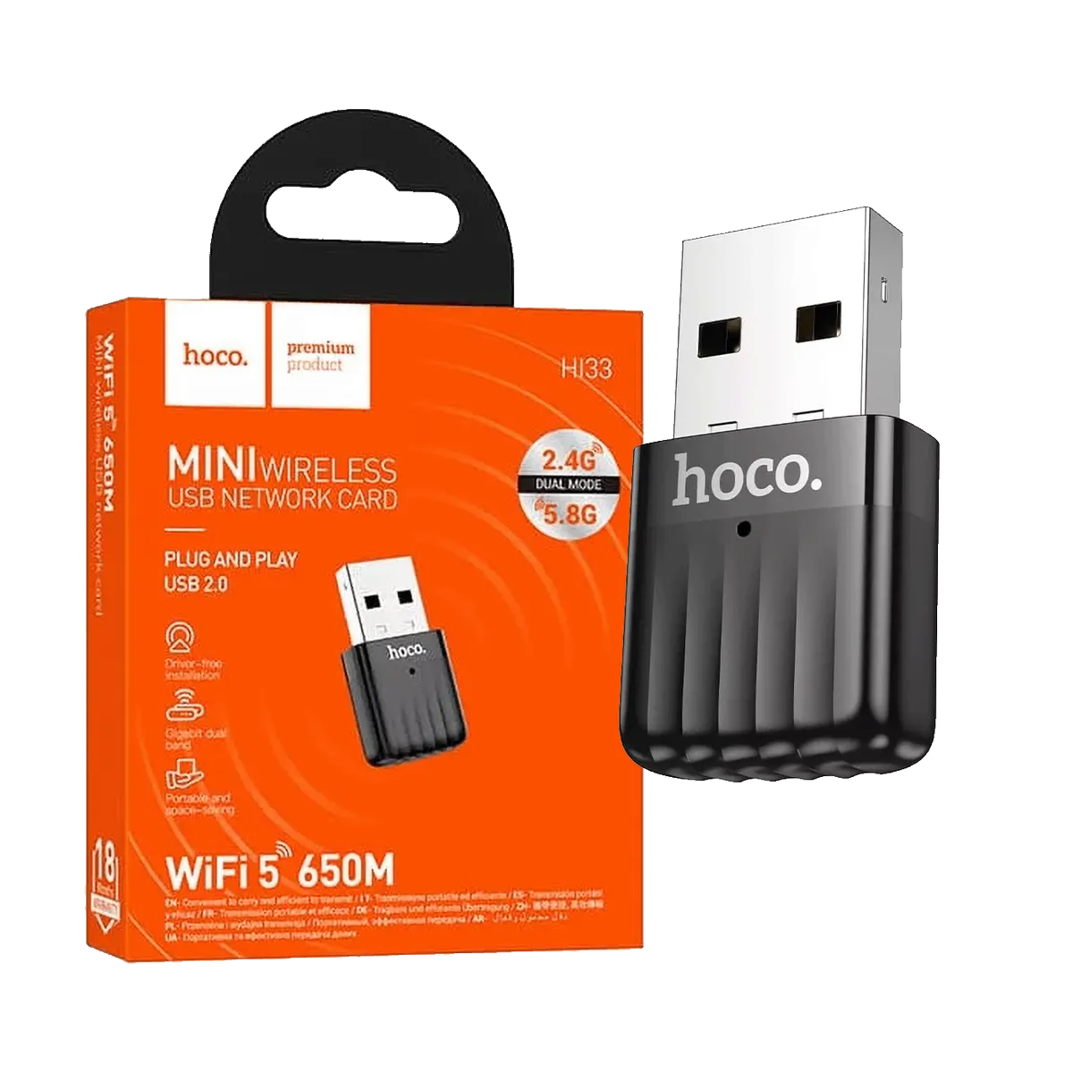 hoco. Wi-Fi mrežna kartica, 650 Mbps Dual Band, USB - HI33 USB