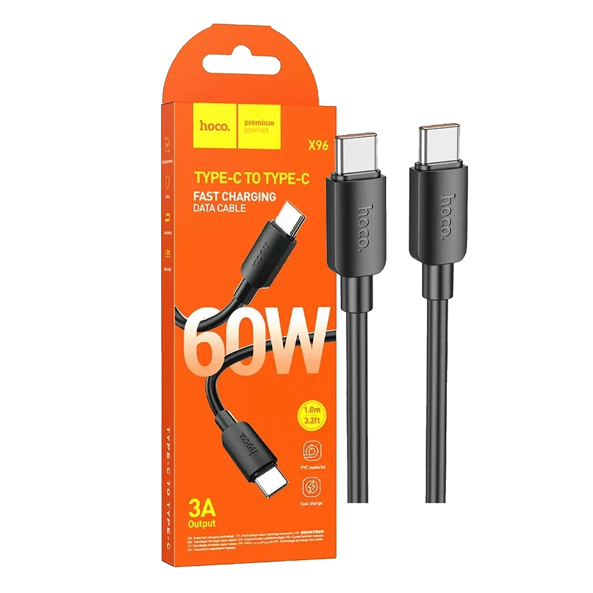 hoco. USB kabl za smartphone, type C, 60W, crna - X96 Hyper, 60W, Black