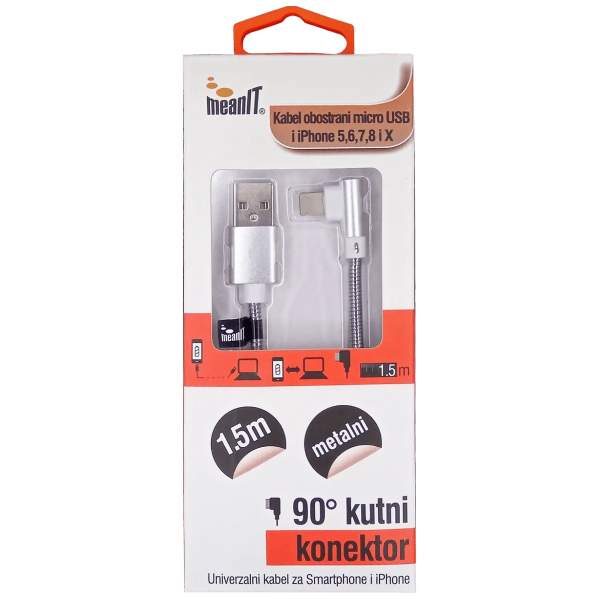 MeanIT USB kabl za smartphone i iPhone, FLIP, 1A - KABEL ZA SMARTPHONE/IPHONE