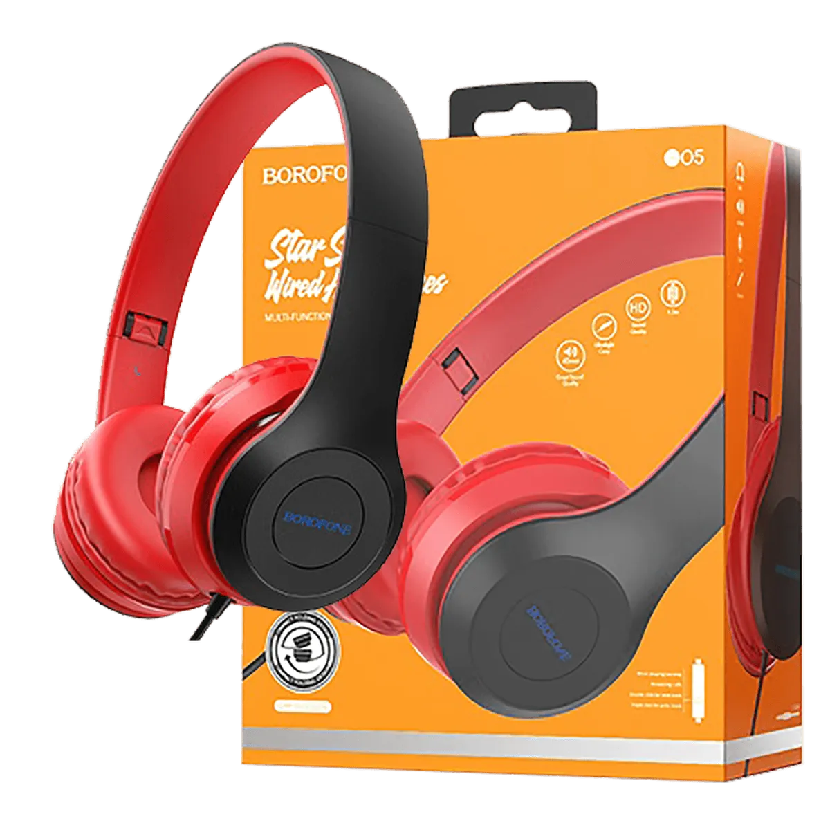 Borofone Slušalice sa mikrofonom, 3.5 mm, dužina kabela 1.2 met. - BO5 Star sound Red