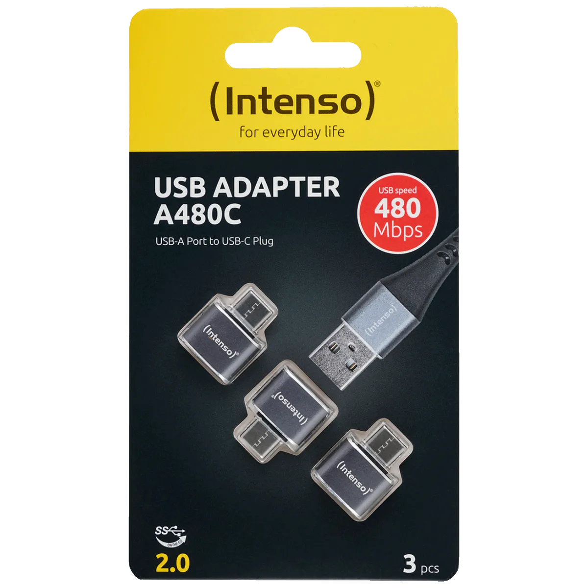 (Intenso) Adapter USB A na USB C, OTG, 3 kom. pakiranje - C480C 3 pcs