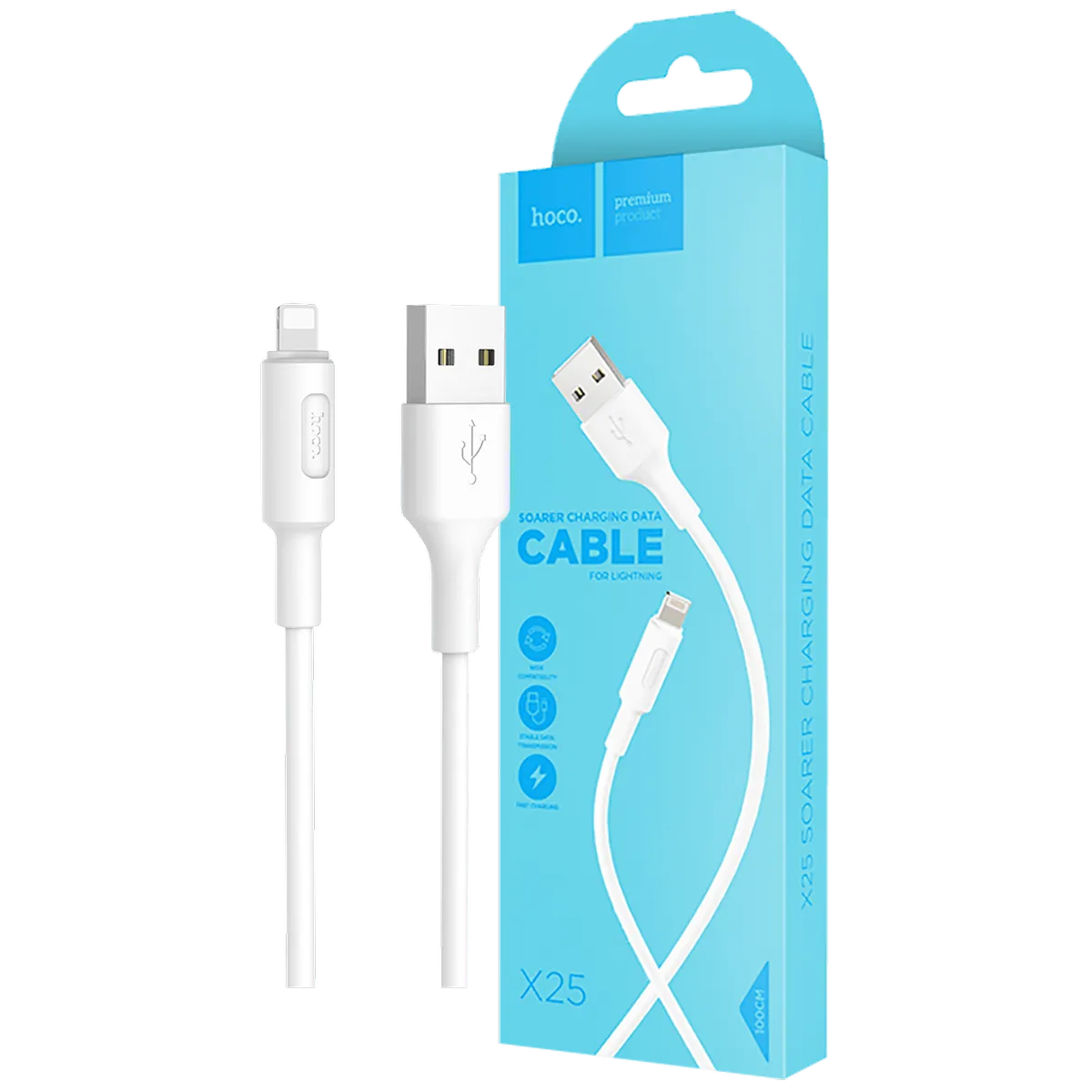 hoco. USB kabl za iPhone, Lightning kabl, 1 met., 2 A, bijela - X25 Soarer Lightning, White
