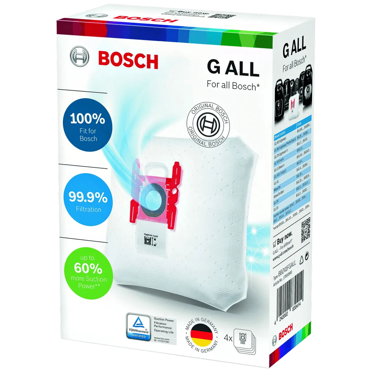 Bosch Vrećice za Bosch usisavače PowerProtect Type G ALL, 4 kom. - BBZ41FGALL