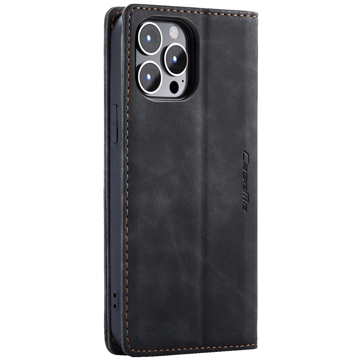 CaseMe Futrola preklopna za iPhone 15 Pro, koža, crna - Flip Leat. Phone Case iPhone 15 Pro