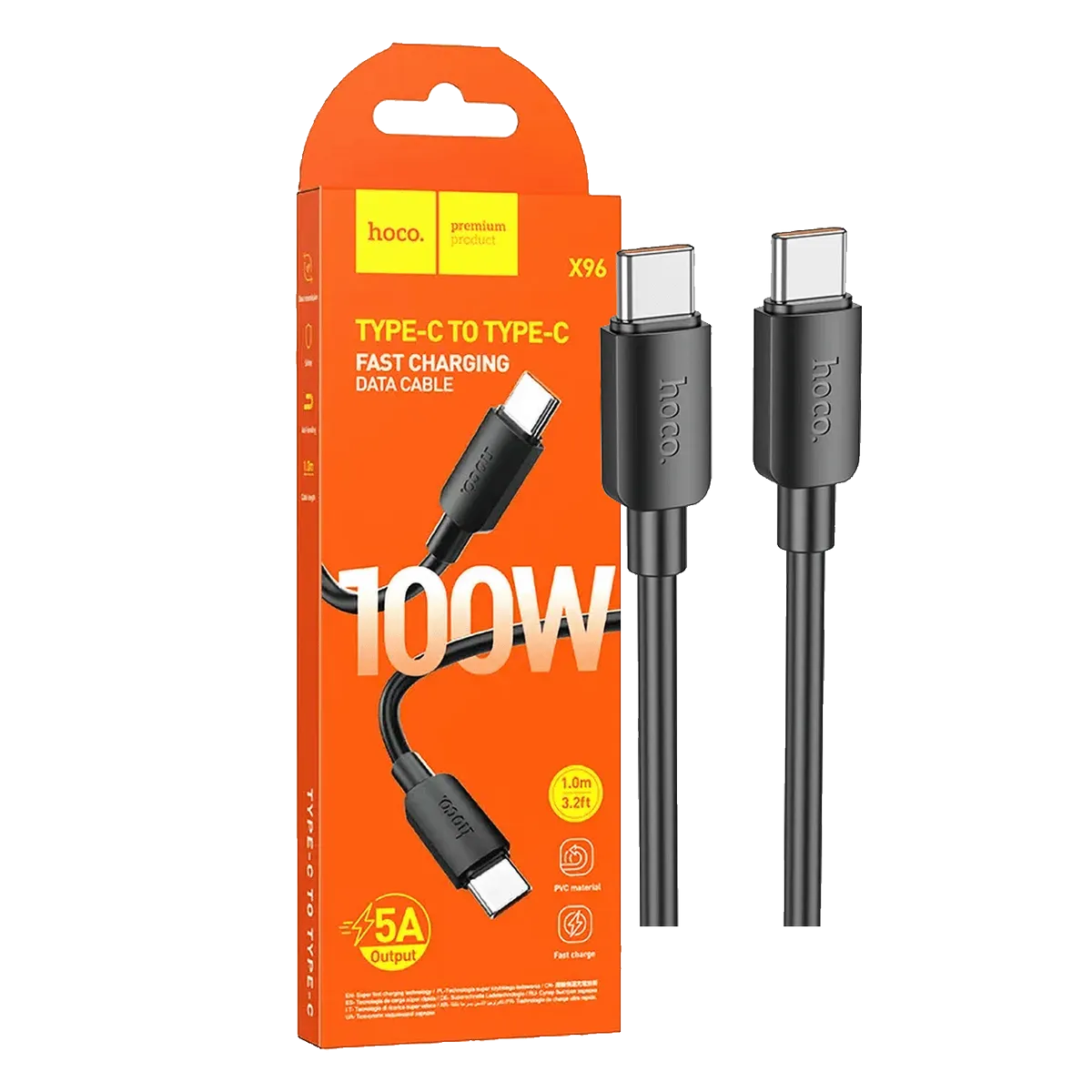 hoco. USB kabl za smartphone, type C, 100W, crna - X96 Hyper, 100W, Crni