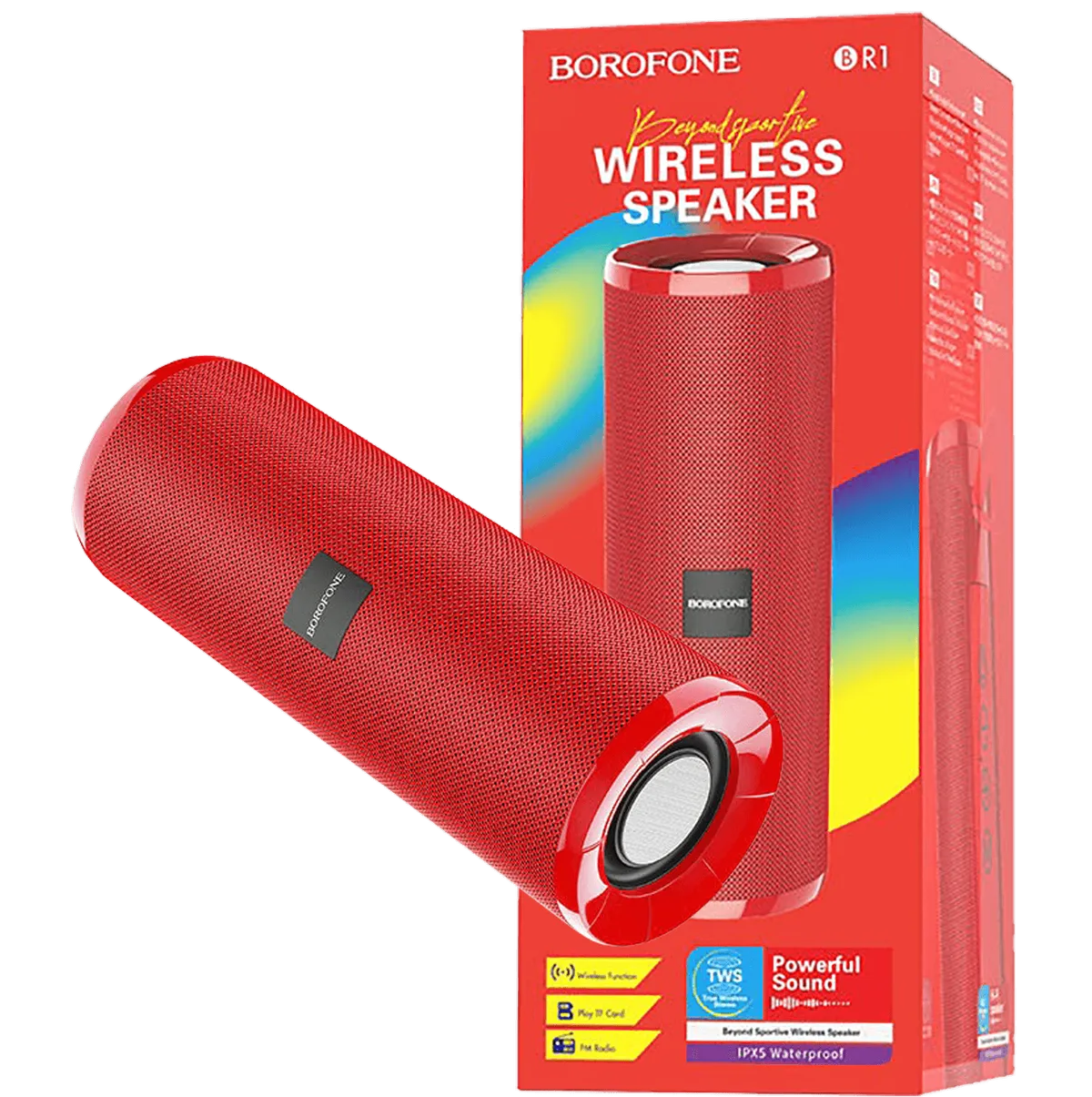 Borofone Zvučnik bežični, Bluetooth, 1200 mAh, 3 h, crvena - BR1 Beyond Red