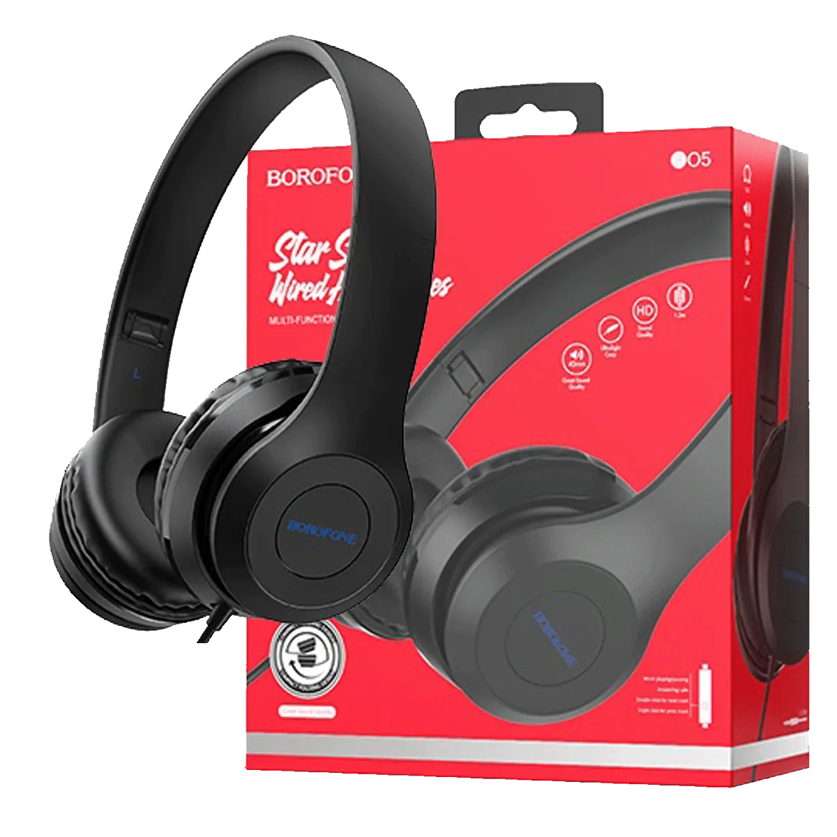 Borofone Slušalice sa mikrofonom, 3.5 mm, dužina kabela 1.2 met. - BO5 Star sound Black