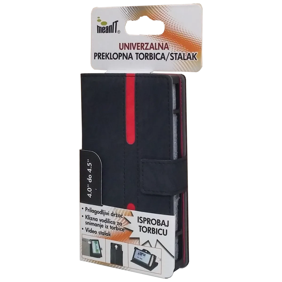 MeanIT Torbica/stalak, univerzalna, preklopna, 4-4.5",crno/crvena - TUS4
